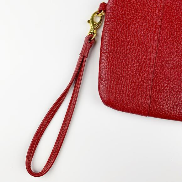 Lodis Wristlet Small Bag Purse Red Leather Zipper - Picture 6 of 12